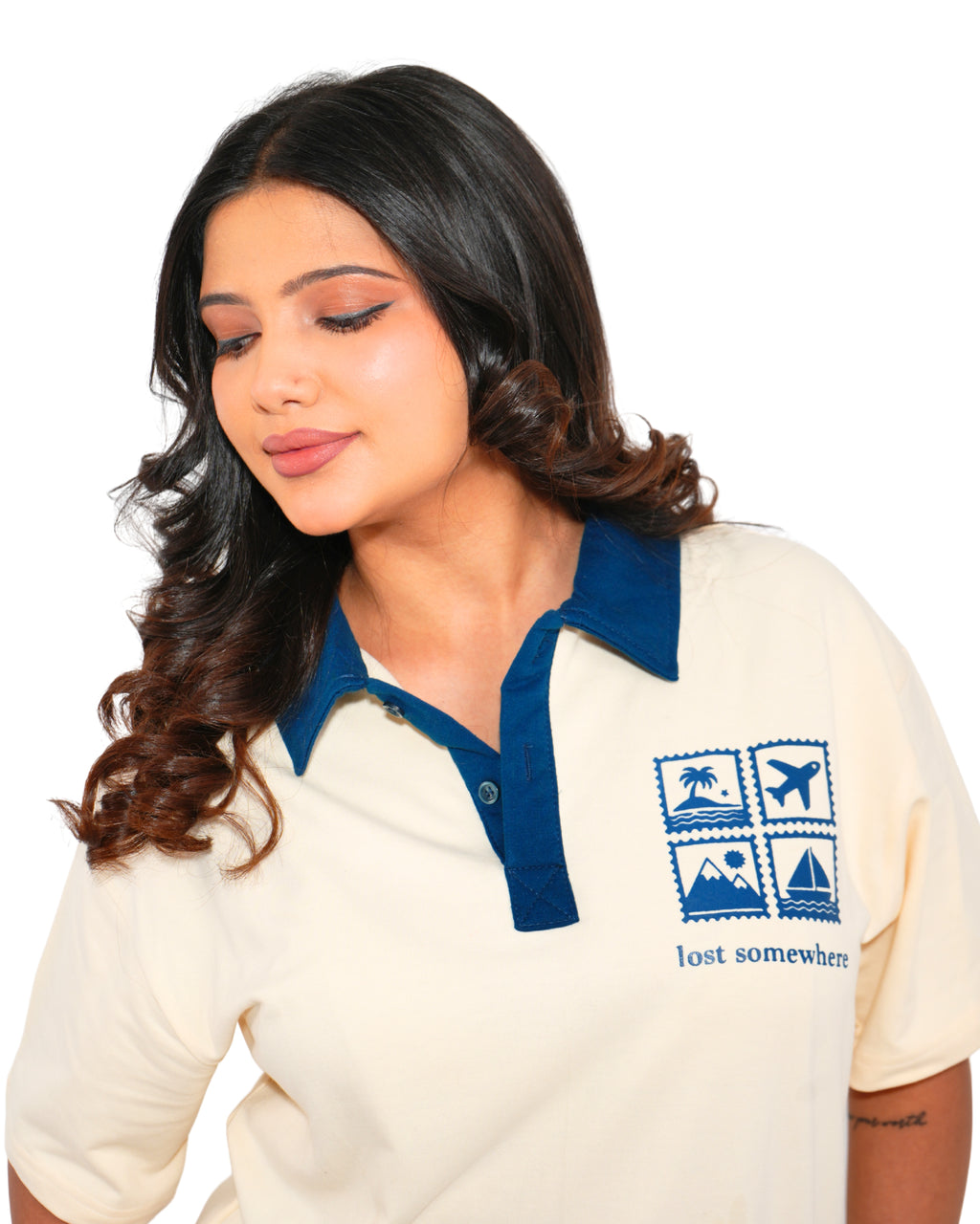 Travel Lovers Edition- Cream Unisex Oversized Polo T-Shirt