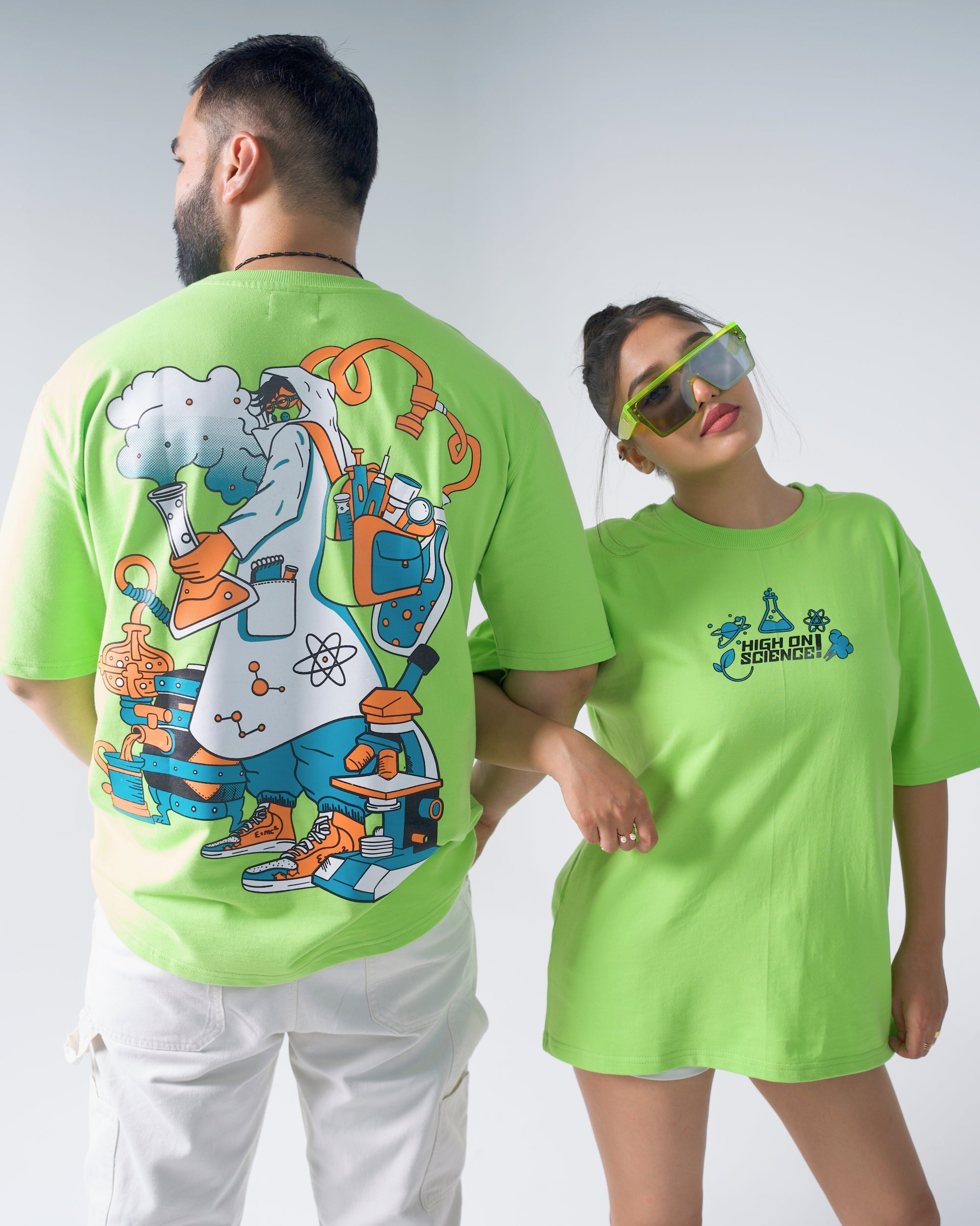 High On Science - Neon Green Unisex Oversized T-Shirt