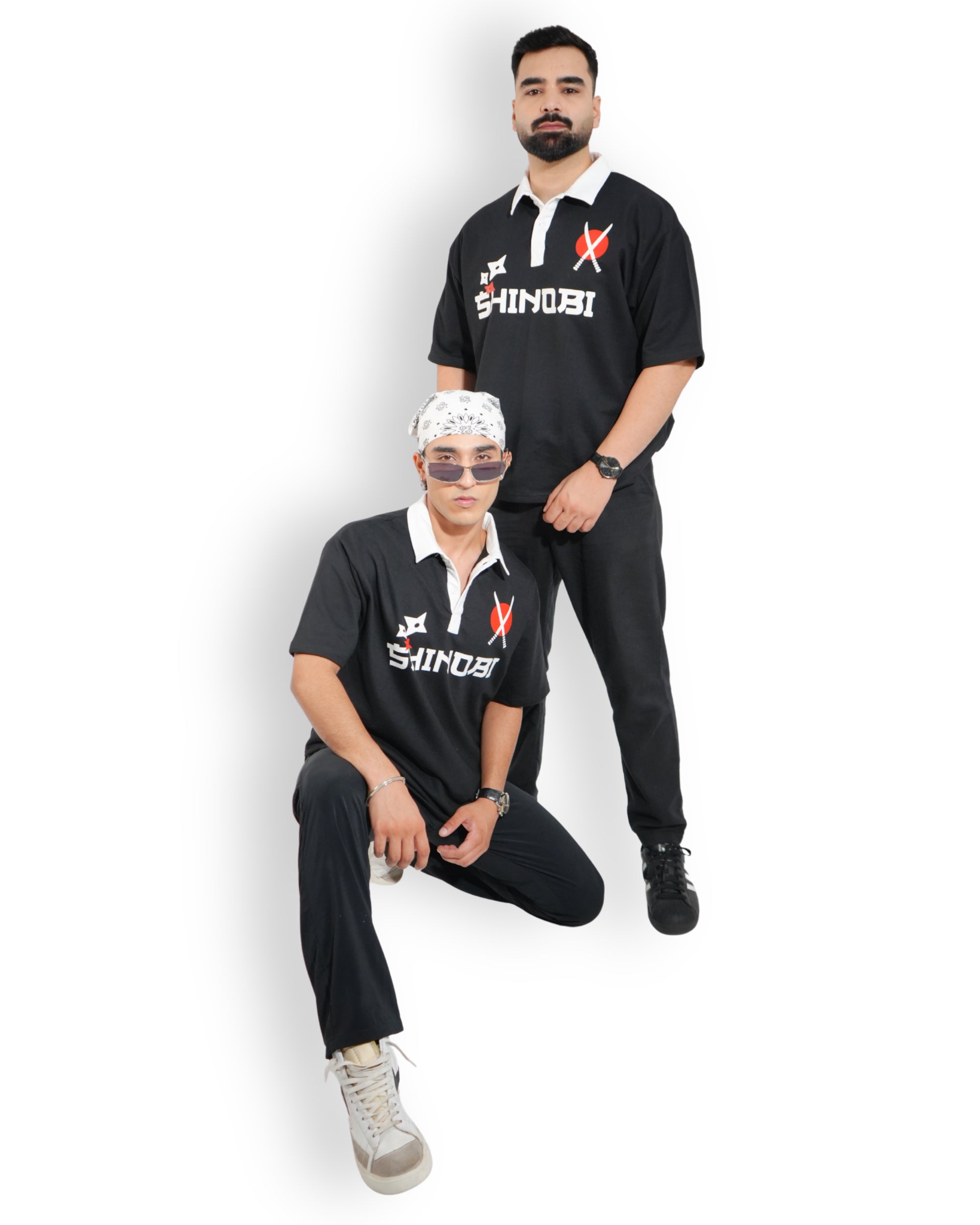 Anime Edition- Black Unisex Oversized Polo T-Shirt