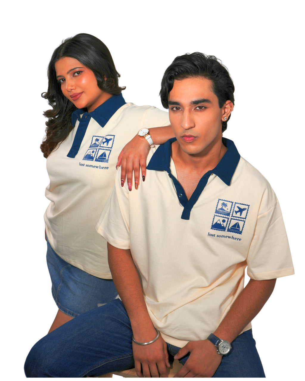 Travel Lovers Edition- Cream Unisex Oversized Polo T-Shirt