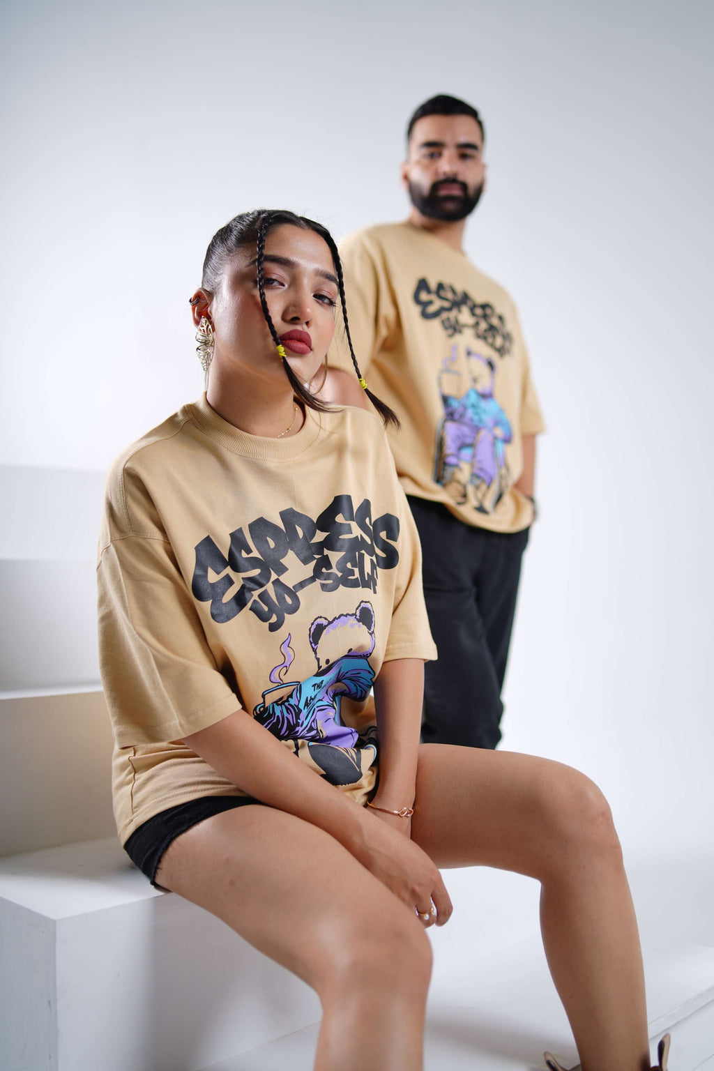 Espress Yo-Self - Beige Unisex Oversized T-Shirt