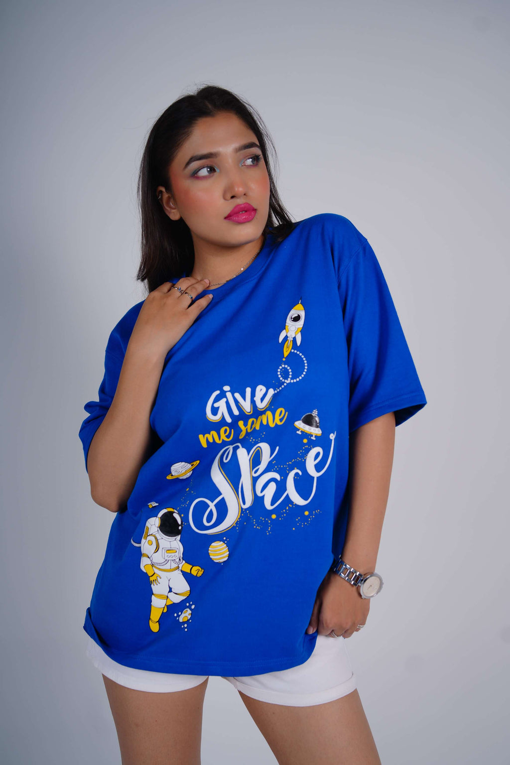 Give Me Some Space - Blue Unisex Oversized T-Shirt