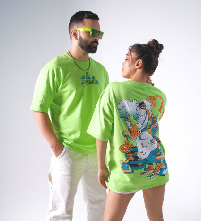 High On Science - Neon Green Unisex Oversized T-Shirt