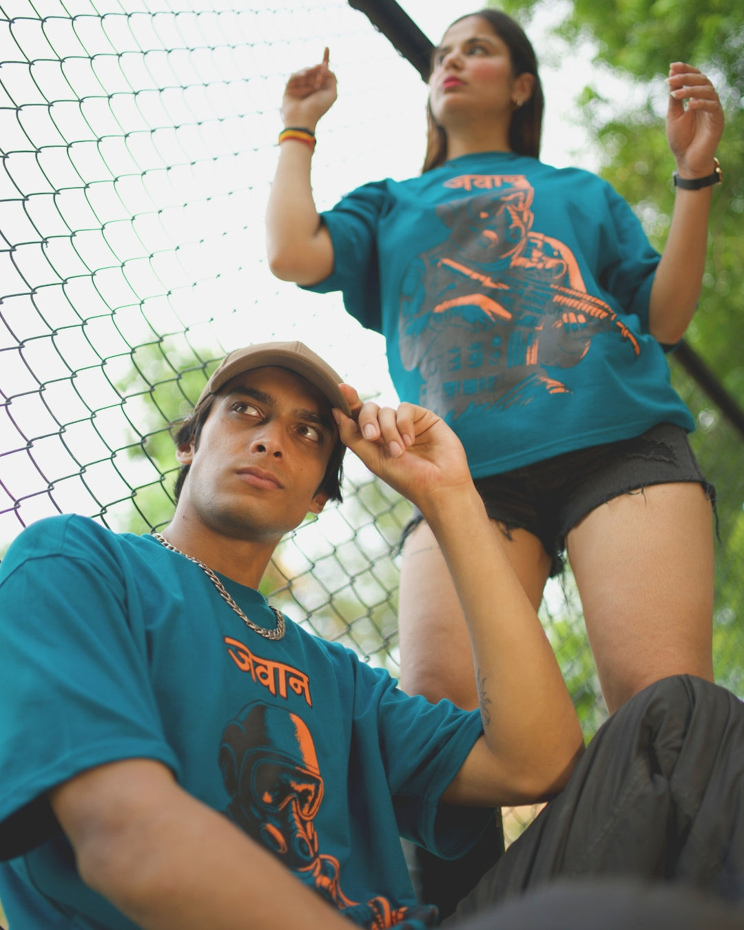 Jawaan - Teal Blue Unisex Oversized T-Shirt