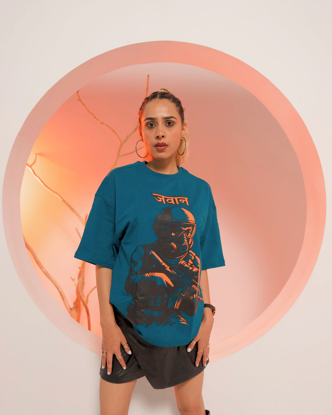 Jawaan - Teal Blue Unisex Oversized T-Shirt