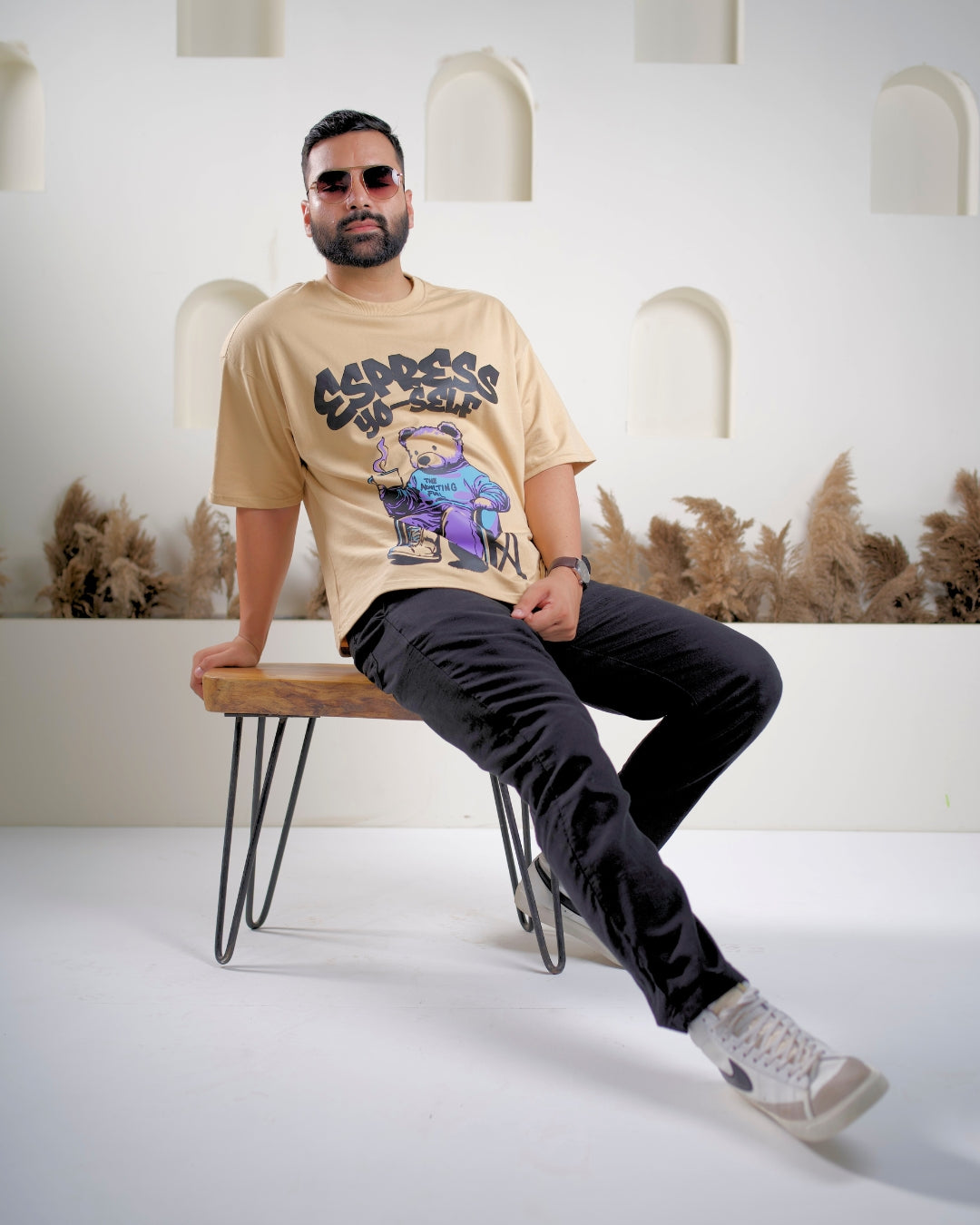 Espress Yo-Self - Beige Unisex Oversized T-Shirt