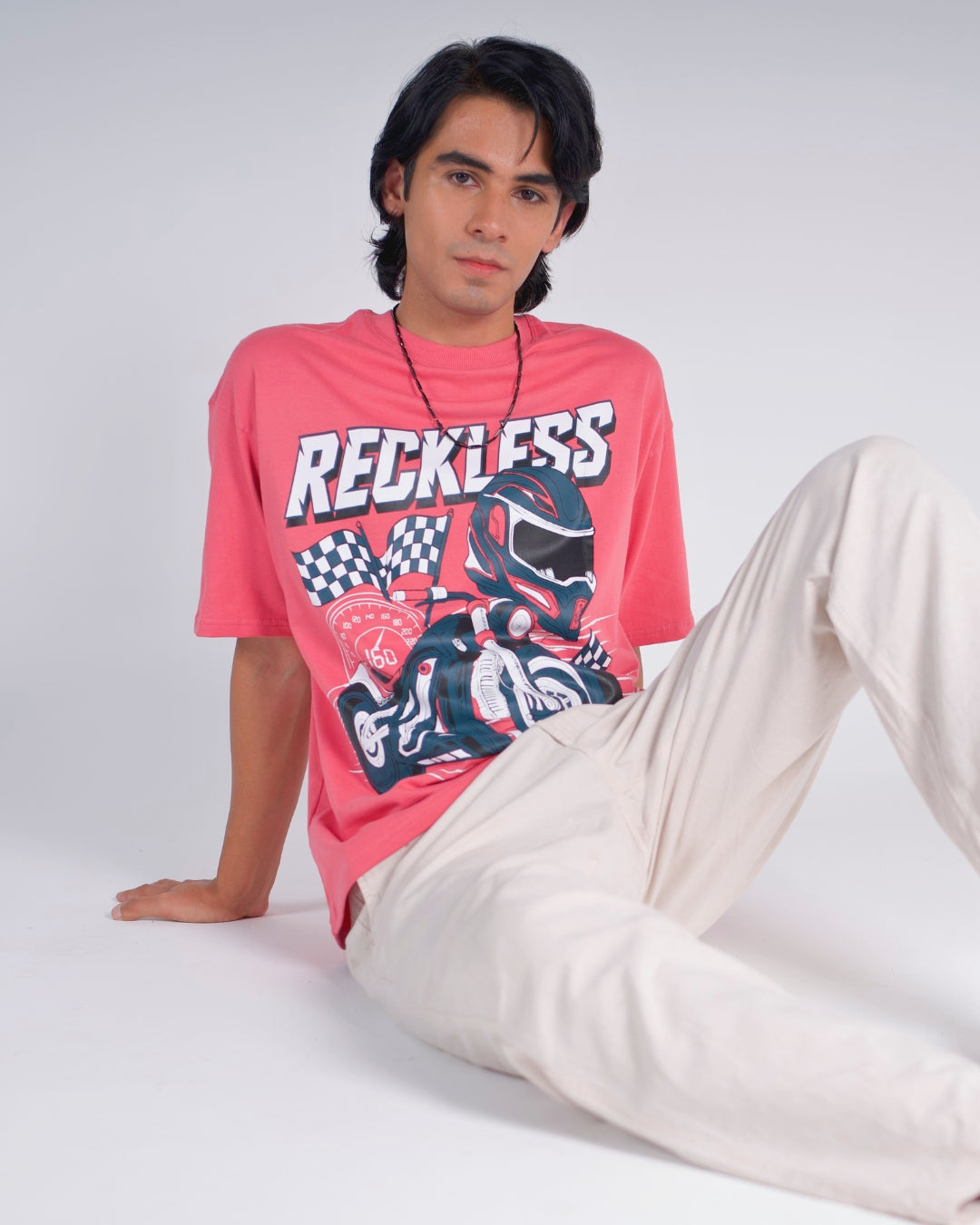 Reckless - Pink Unisex Oversized T-Shirt