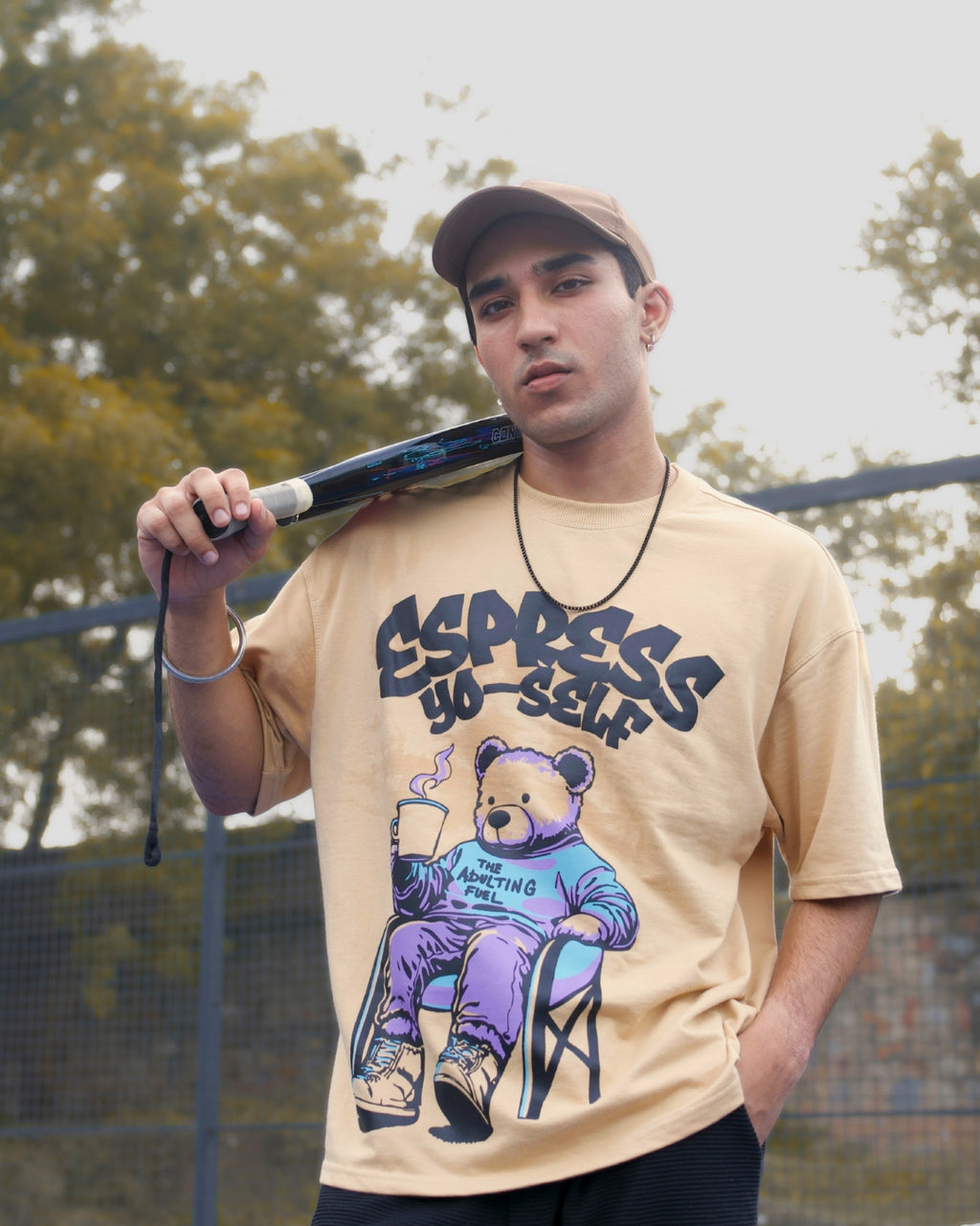 Espress Yo-Self - Beige Unisex Oversized T-Shirt